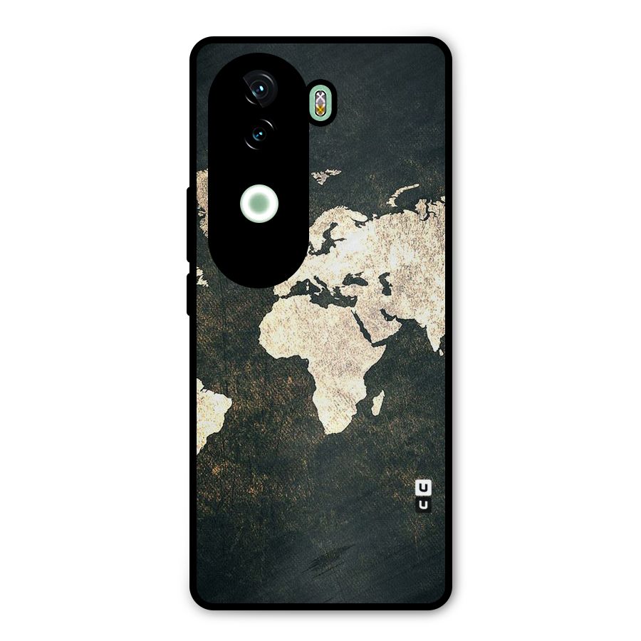 Green Gold Map Design Metal Back Case for iQOO Z9s