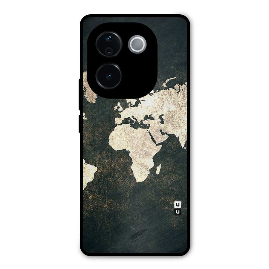 Green Gold Map Design Metal Back Case for iQOO Z9s Pro