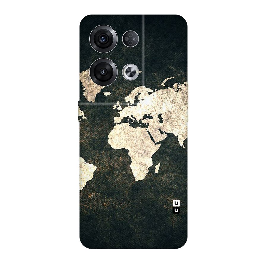 Green Gold Map Design Original Polycarbonate Back Case for Oppo Reno8 Pro 5G