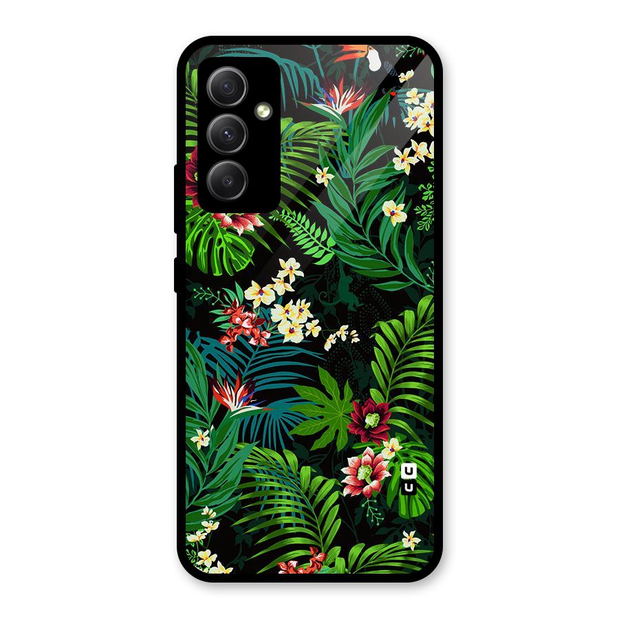 Green Leaf Design Glass Back Case for Galaxy A34