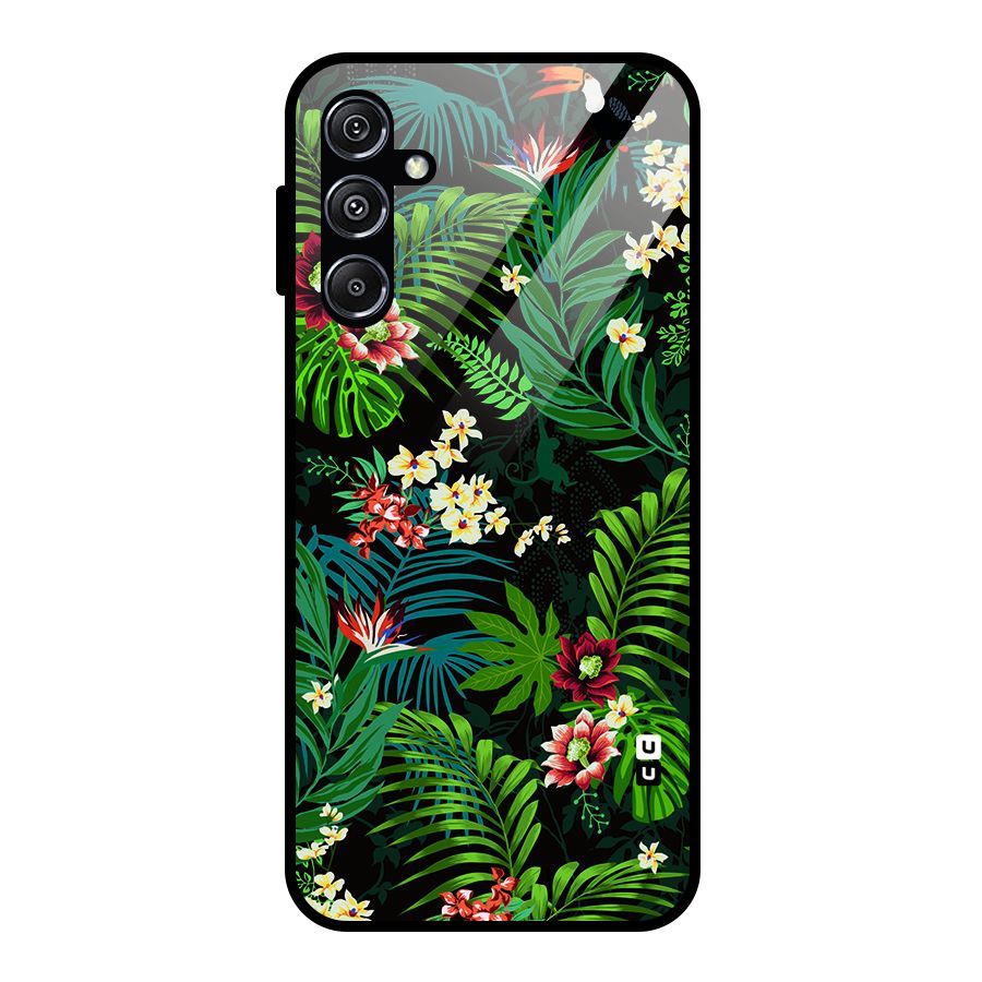Green Leaf Design Glass Back Case for Galaxy M34 5G