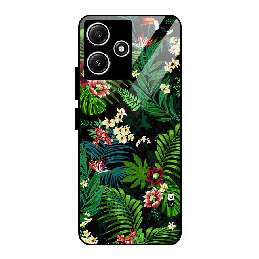 Green Leaf Design Glass Back Case for Poco M6 Pro