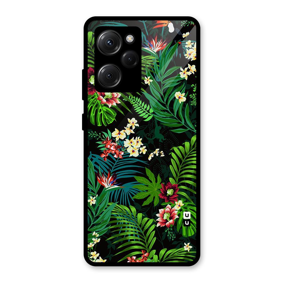 Green Leaf Design Glass Back Case for Poco X5 Pro