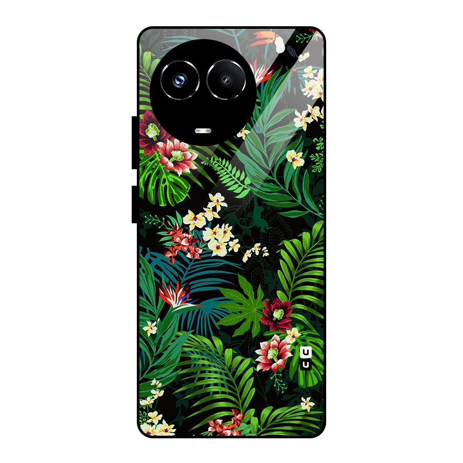 Green Leaf Design Glass Back Case for Realme 11X