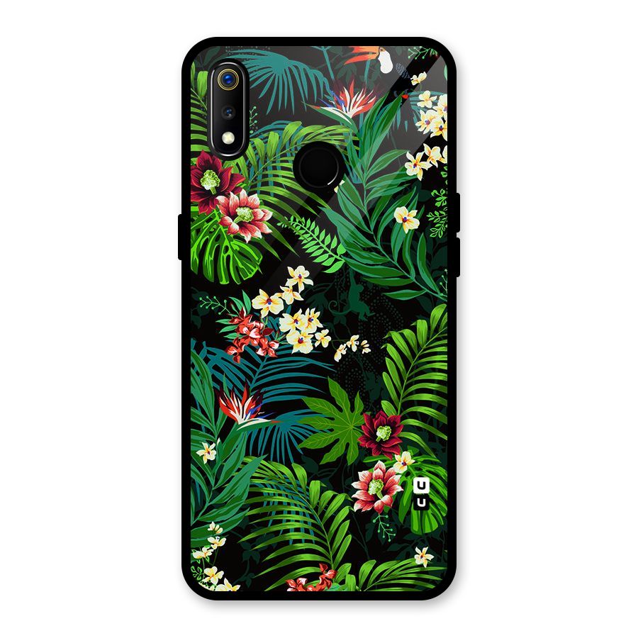 Green Leaf Design Glass Back Case for Realme 3i