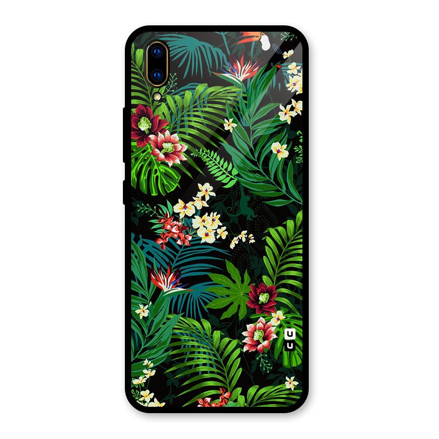Green Leaf Design Glass Back Case for Vivo V11 Pro