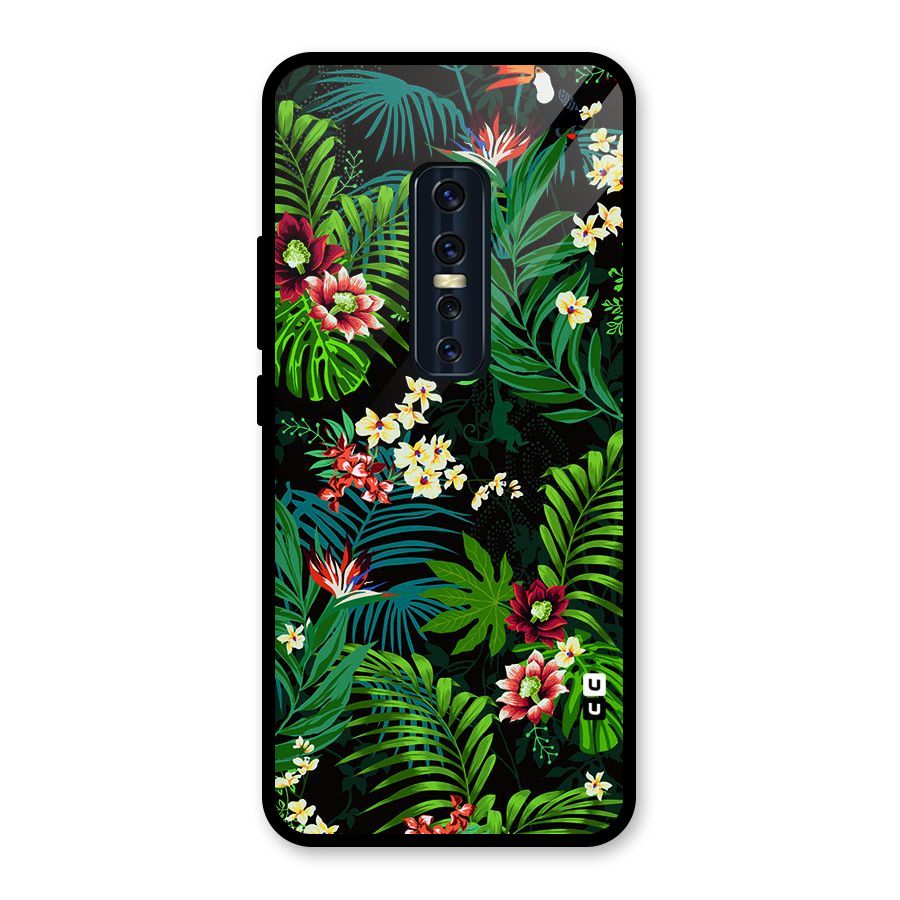 Green Leaf Design Glass Back Case for Vivo V17 Pro