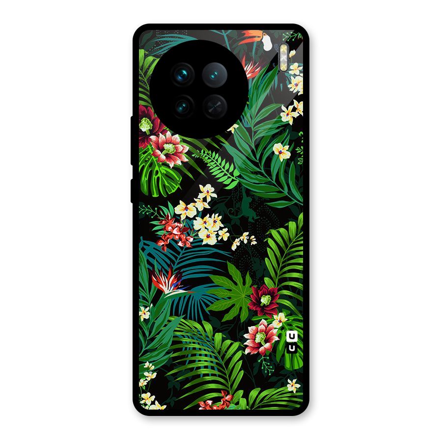 Green Leaf Design Glass Back Case for Vivo X90