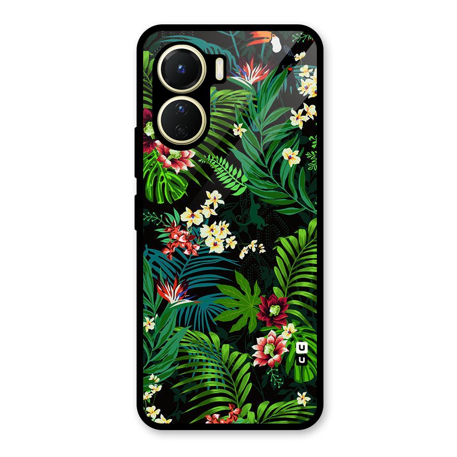 Green Leaf Design Glass Back Case for Vivo Y56
