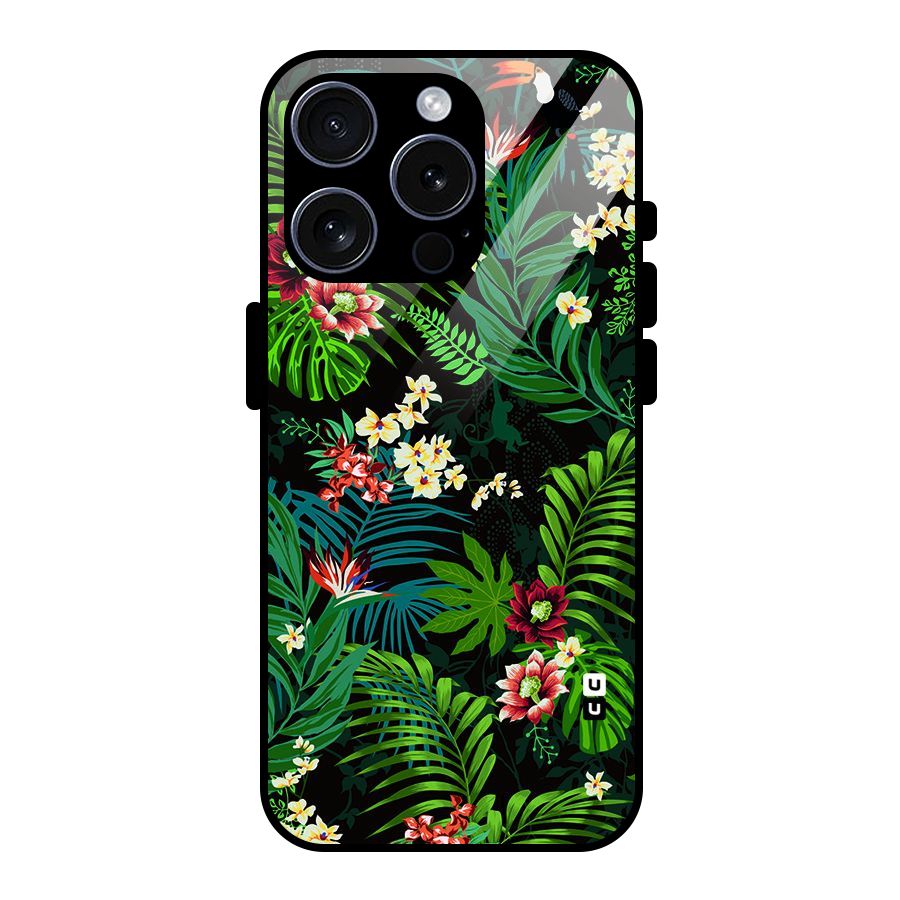 Green Leaf Design Glass Back Case for iPhone 15 Pro