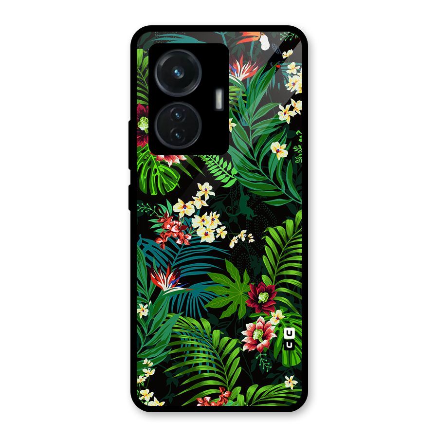 Green Leaf Design Glass Back Case for iQOO Z6 44W