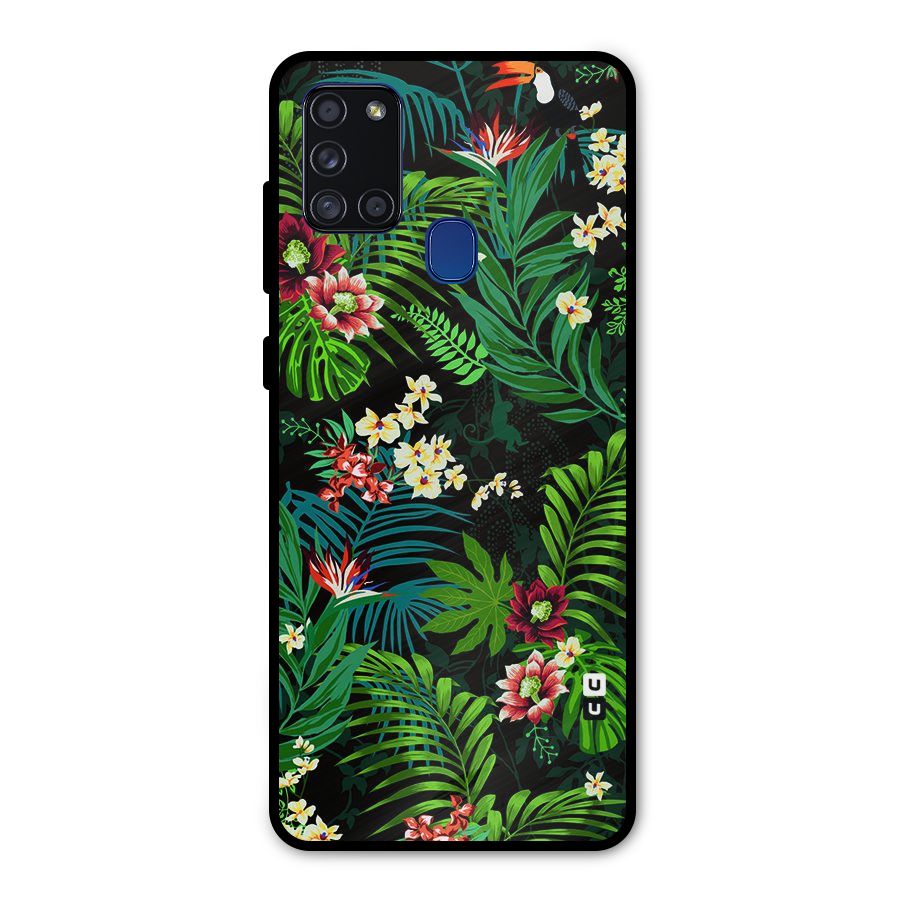 Green Leaf Design Metal Back Case for Galaxy A21s