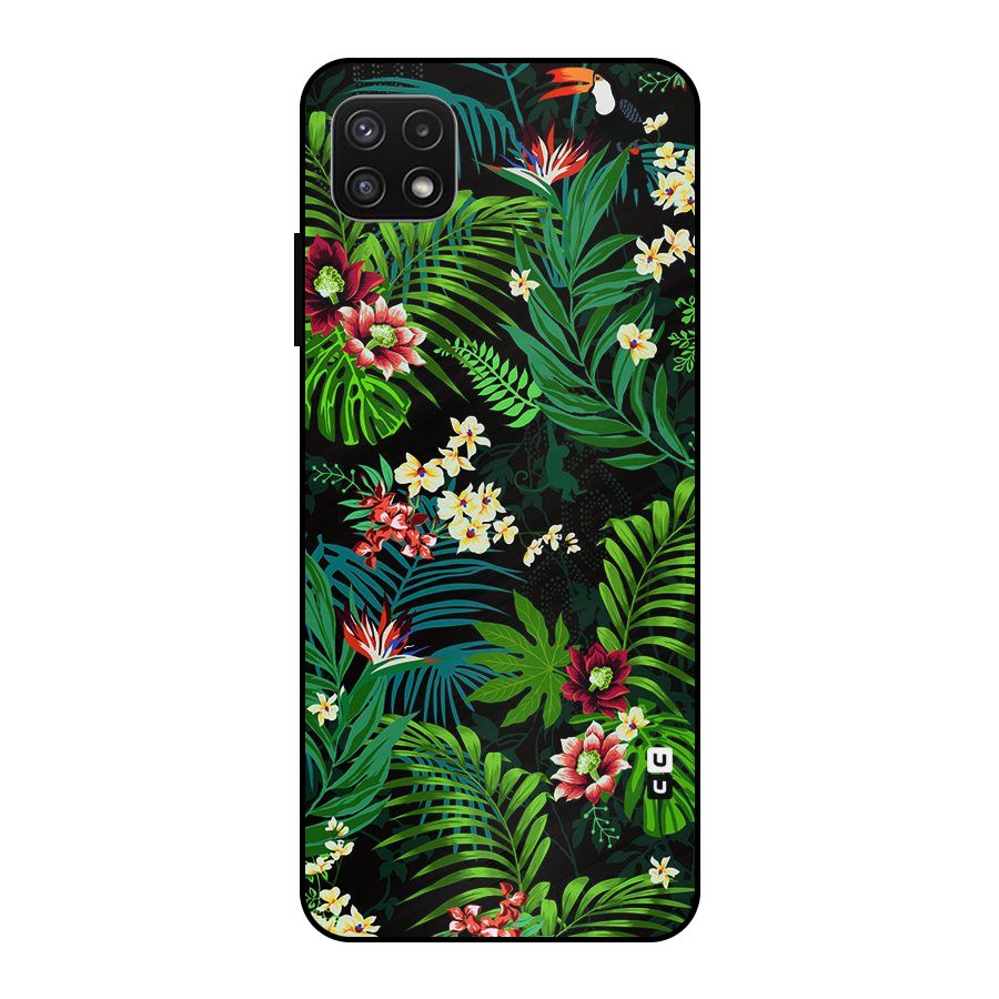 Green Leaf Design Metal Back Case for Galaxy A22 5G