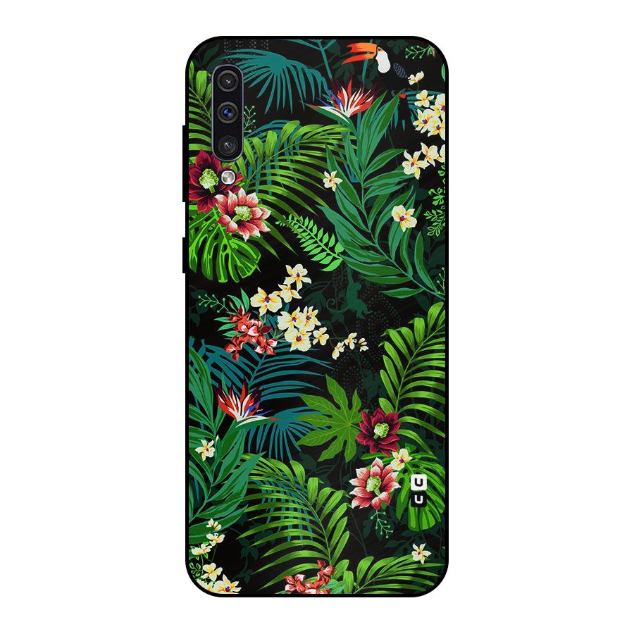 Green Leaf Design Metal Back Case for Galaxy A50