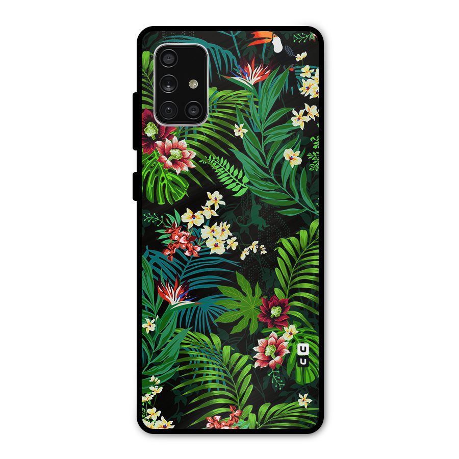 Green Leaf Design Metal Back Case for Galaxy A71