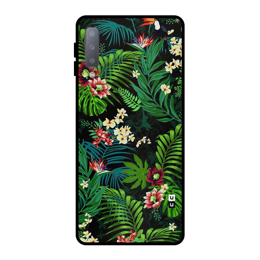 Green Leaf Design Metal Back Case for Galaxy A7 (2018)