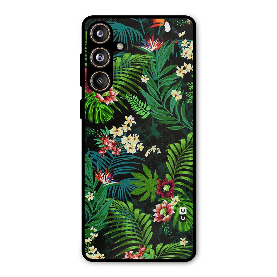 Green Leaf Design Metal Back Case for Galaxy F55