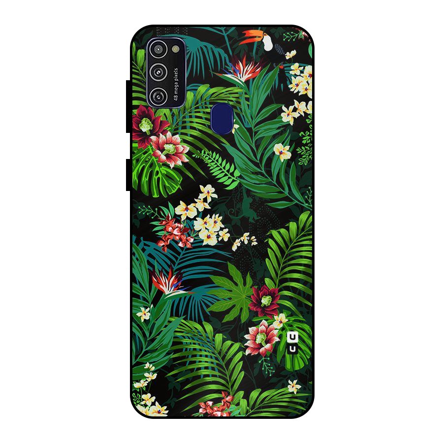 Green Leaf Design Metal Back Case for Galaxy M21
