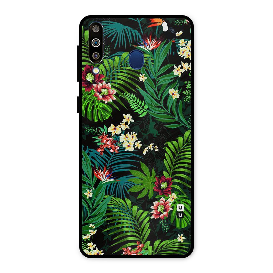 Green Leaf Design Metal Back Case for Galaxy M30