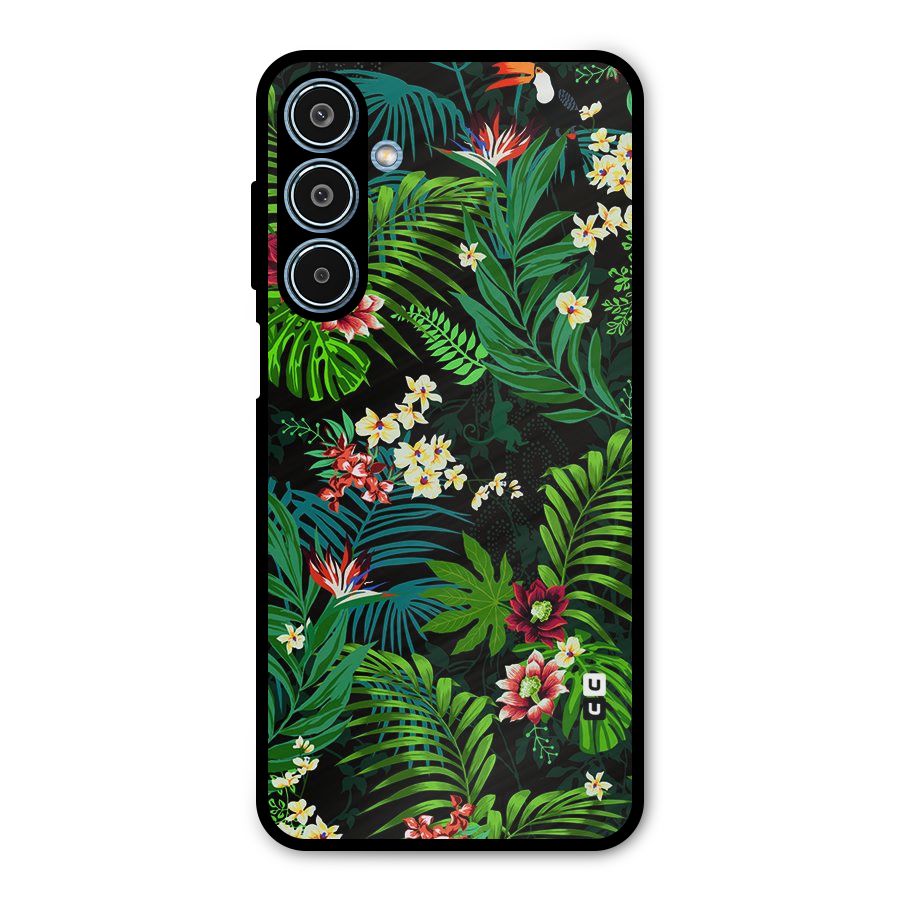 Green Leaf Design Metal Back Case for Galaxy M35
