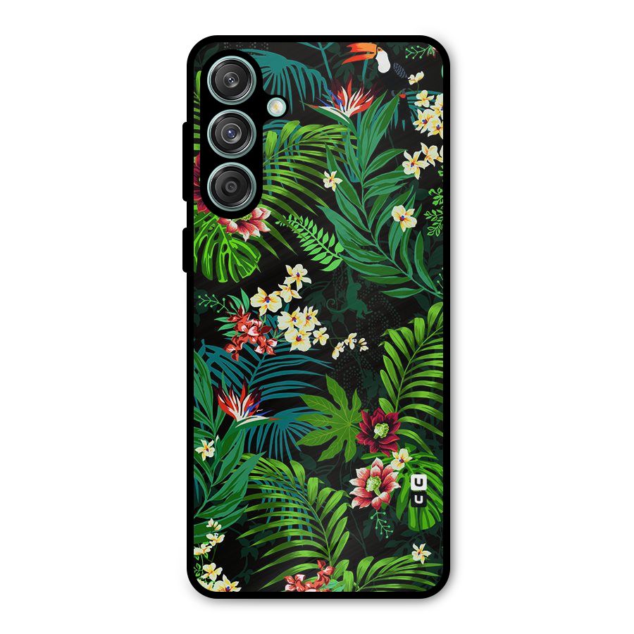 Green Leaf Design Metal Back Case for Galaxy M55 5G