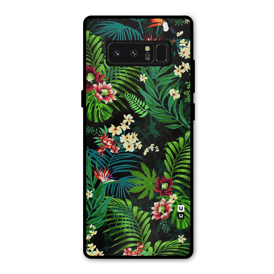 Green Leaf Design Metal Back Case for Galaxy Note 8