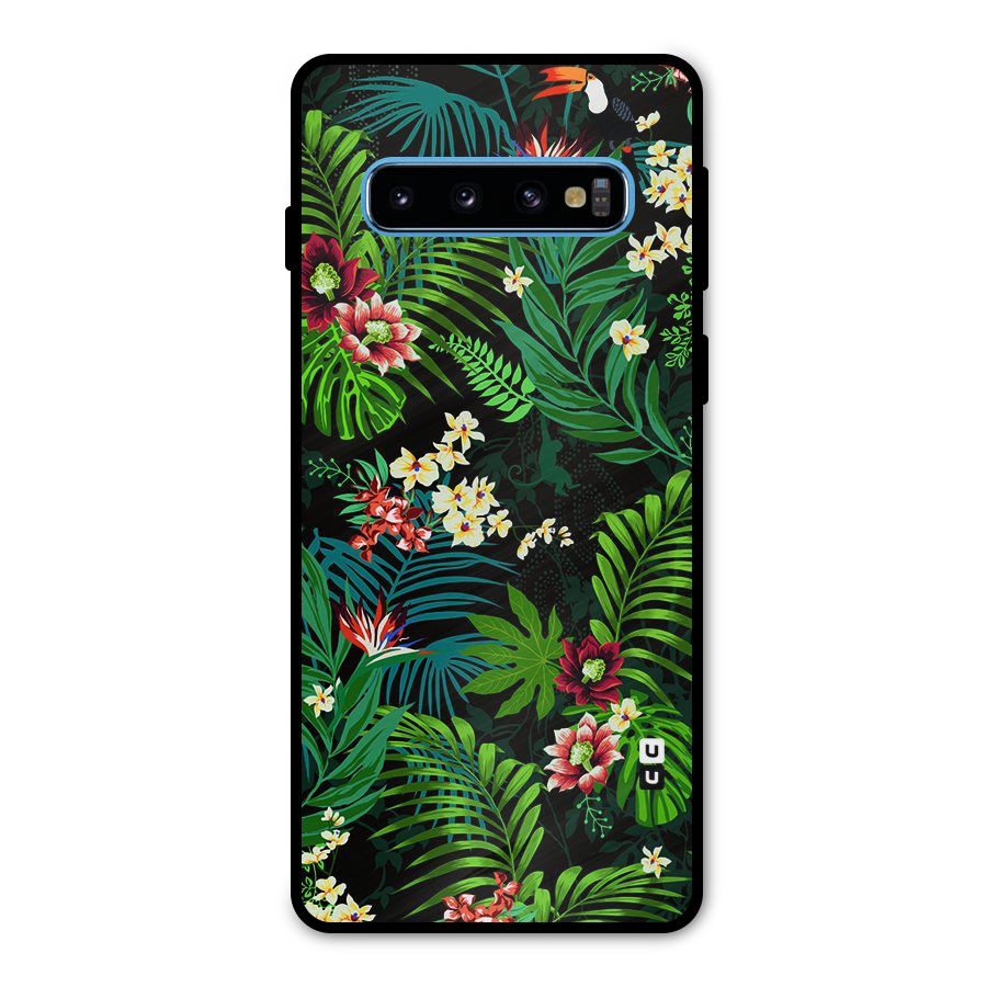 Green Leaf Design Metal Back Case for Galaxy S10