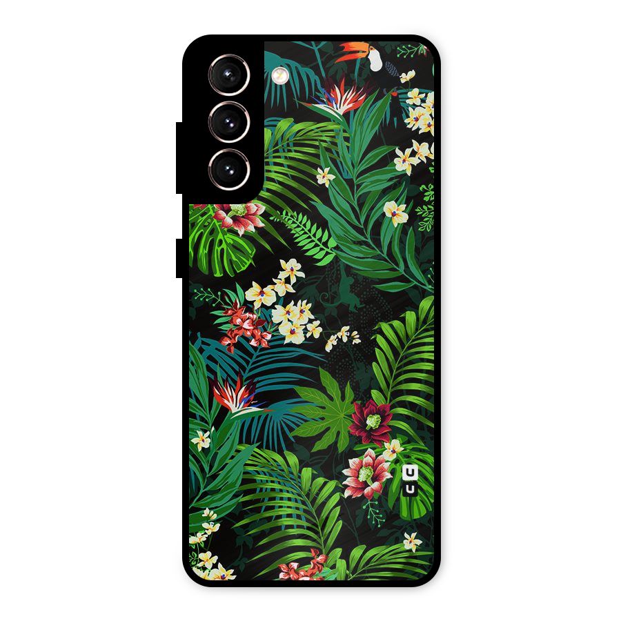 Green Leaf Design Metal Back Case for Galaxy S21 5G
