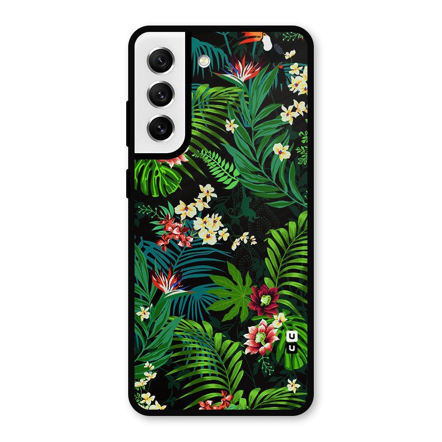 Green Leaf Design Metal Back Case for Galaxy S21 FE 5G