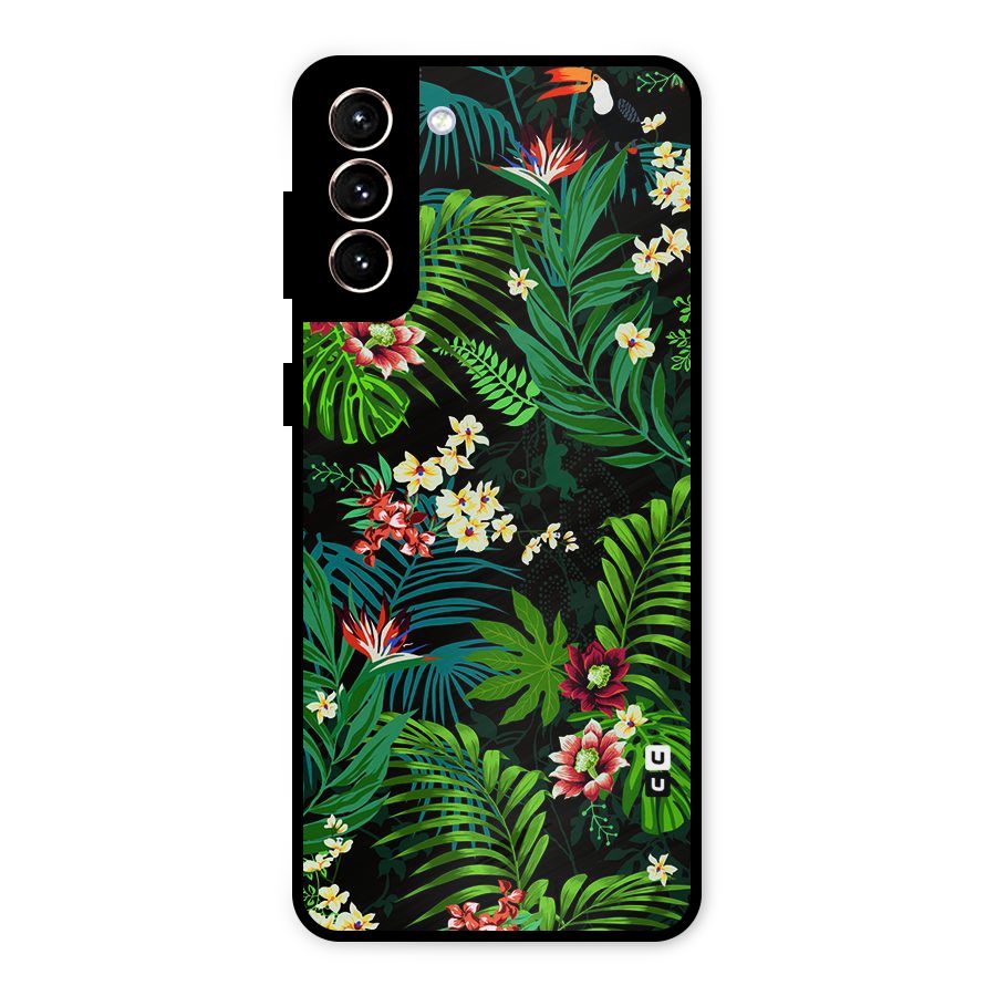 Green Leaf Design Metal Back Case for Galaxy S21 Plus