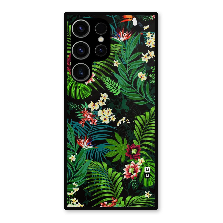 Green Leaf Design Metal Back Case for Galaxy S23 Ultra