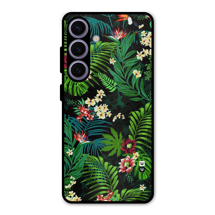 Green Leaf Design Metal Back Case for Galaxy S24