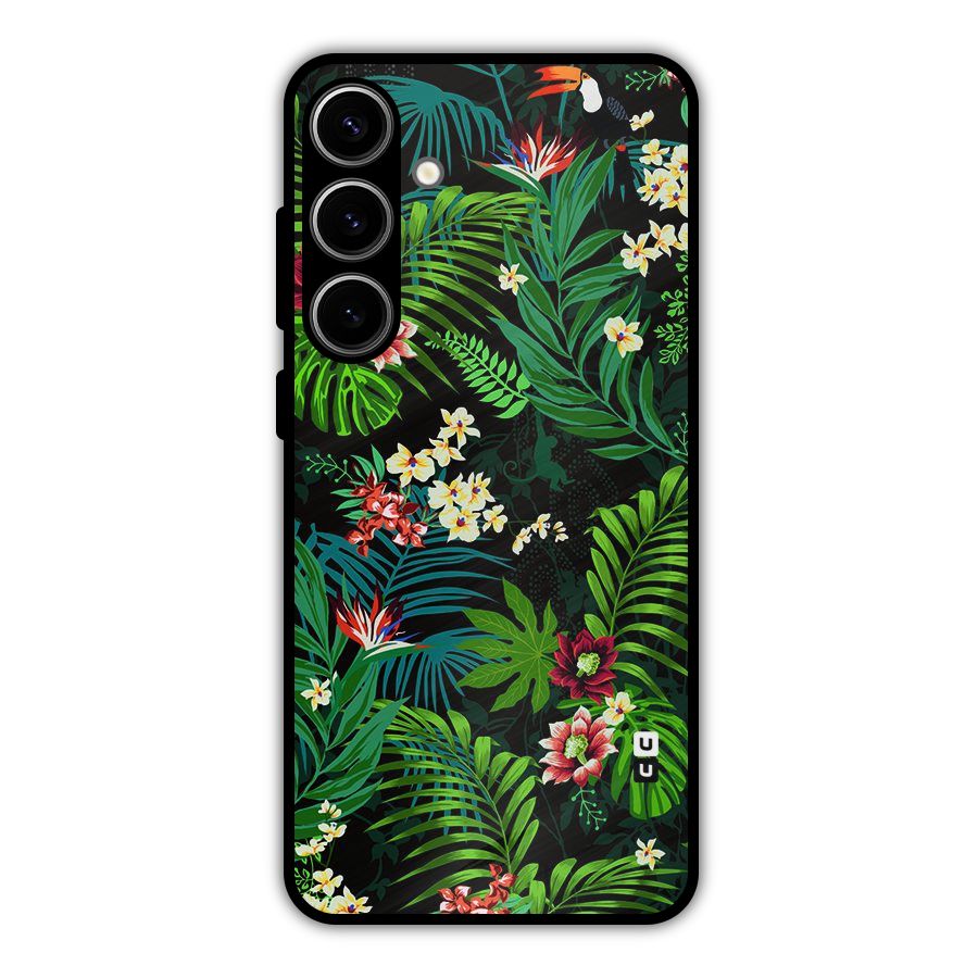 Green Leaf Design Metal Back Case for Galaxy S24 Plus