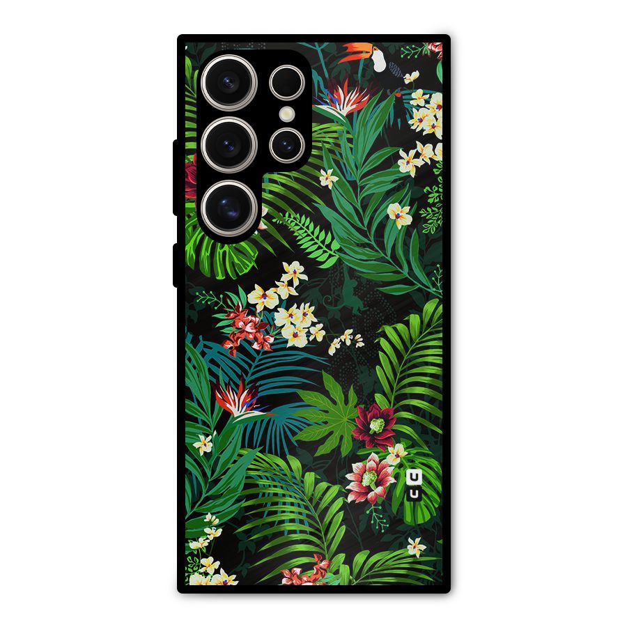 Green Leaf Design Metal Back Case for Galaxy S24 Ultra