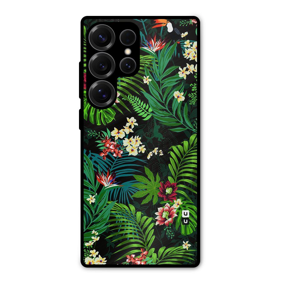 Green Leaf Design Metal Back Case for Galaxy S25 Ultra