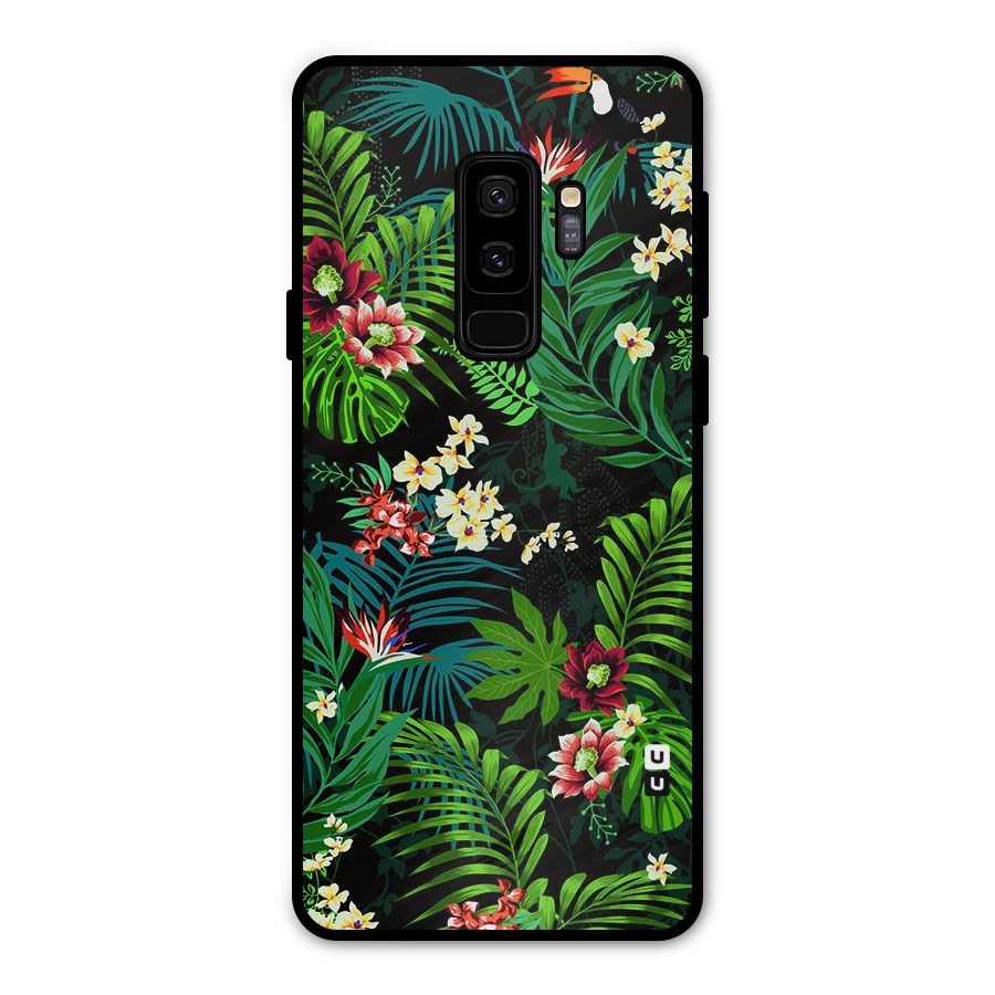 Green Leaf Design Metal Back Case for Galaxy S9 Plus