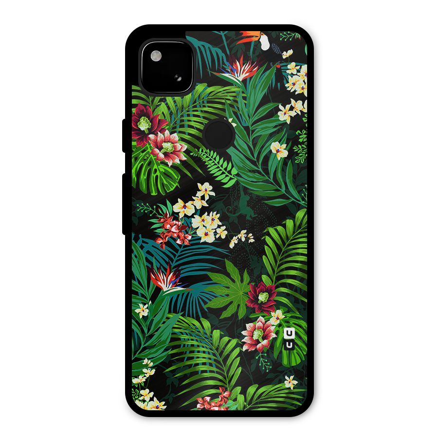 Green Leaf Design Metal Back Case for Google Pixel 4a