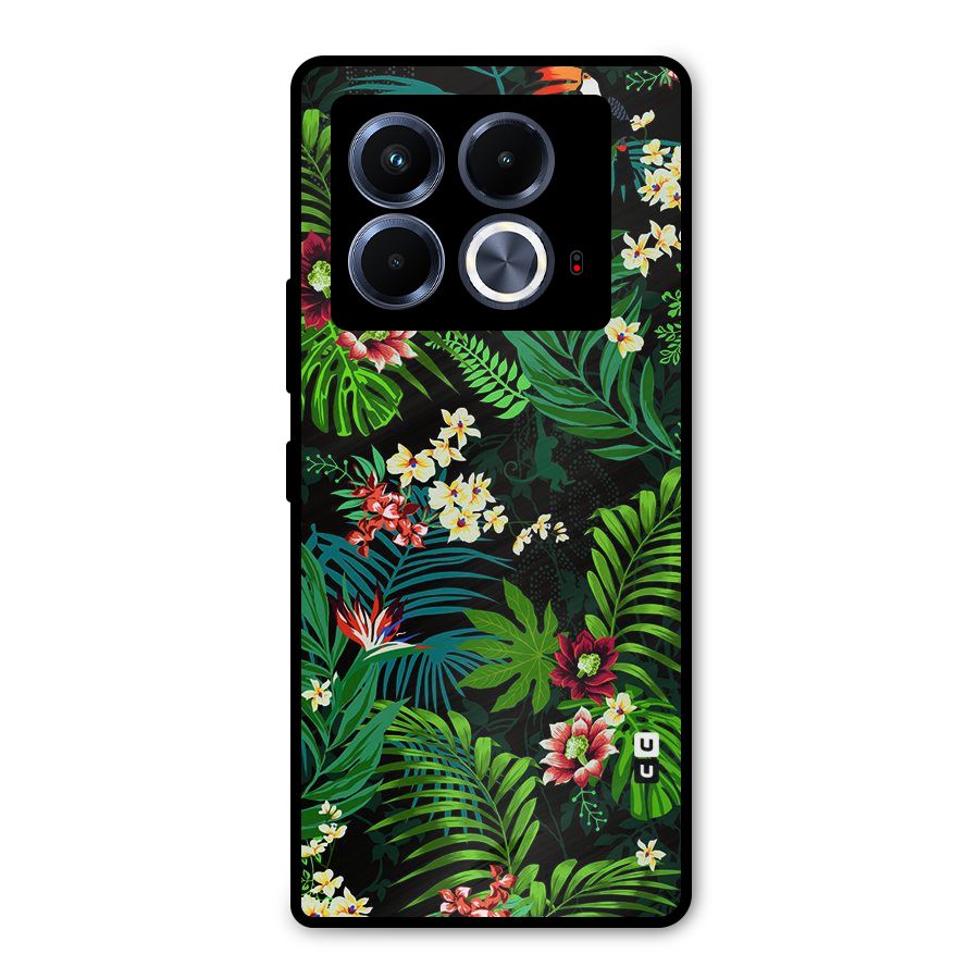 Green Leaf Design Metal Back Case for Infinix Note 40 5G