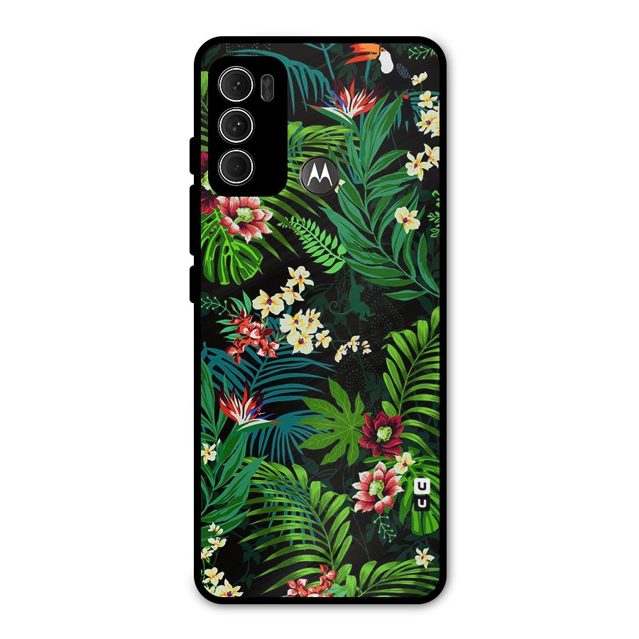 Green Leaf Design Metal Back Case for Moto G60