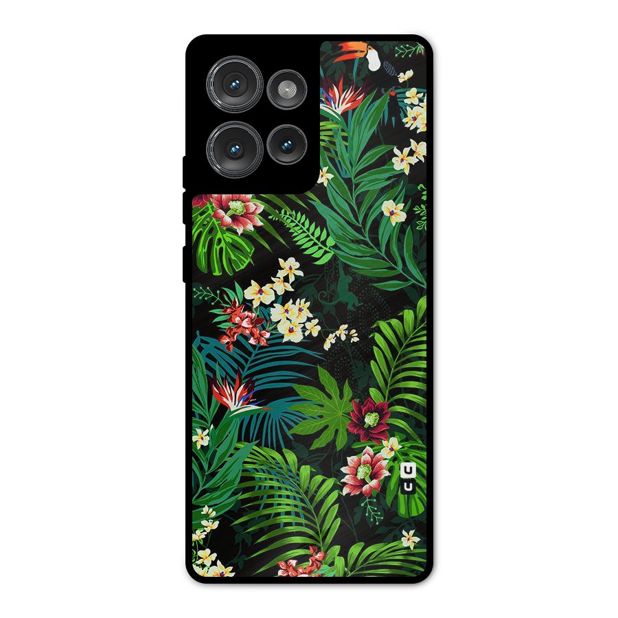 Green Leaf Design Metal Back Case for Motorola Edge 50