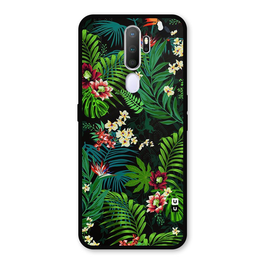 Green Leaf Design Metal Back Case for Oppo A5 (2020)
