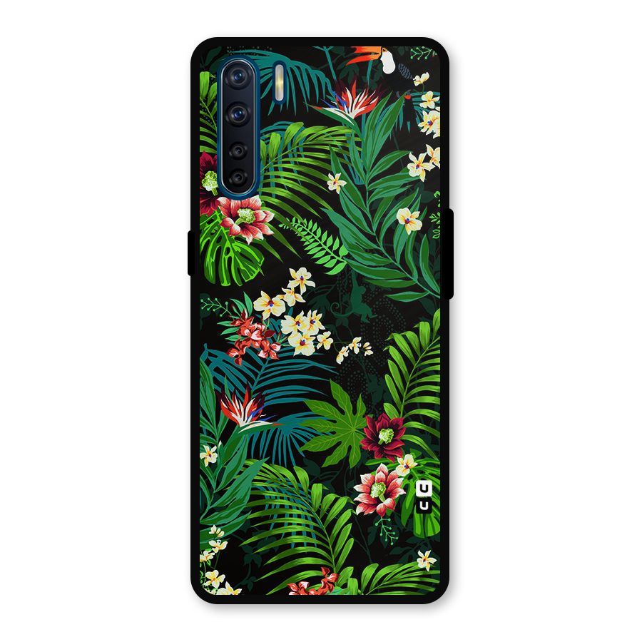 Green Leaf Design Metal Back Case for Oppo F15