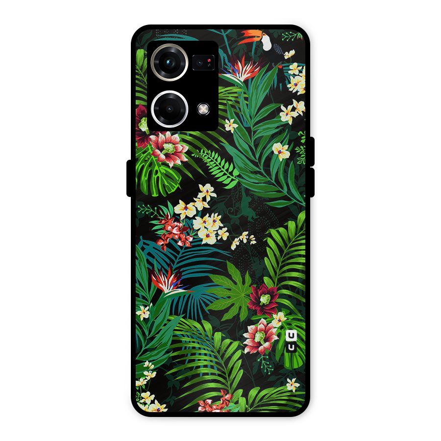 Green Leaf Design Metal Back Case for Oppo F21s Pro 4G
