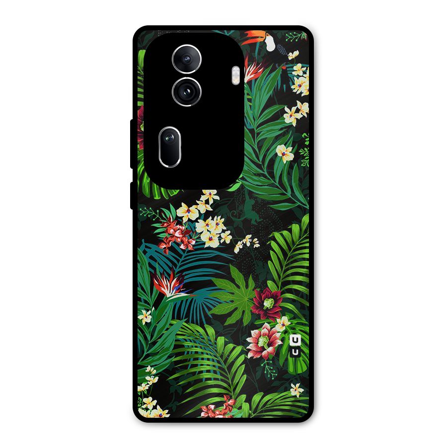 Green Leaf Design Metal Back Case for Oppo Reno11 Pro 5G