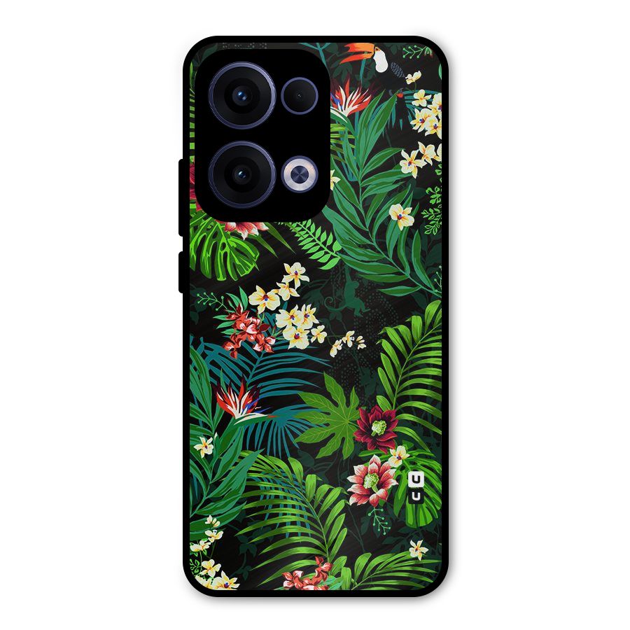 Green Leaf Design Metal Back Case for Oppo Reno13