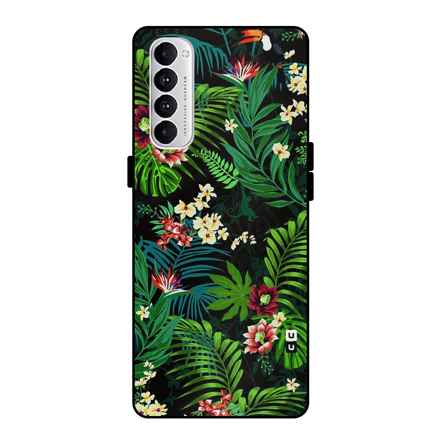 Green Leaf Design Metal Back Case for Oppo Reno4 Pro