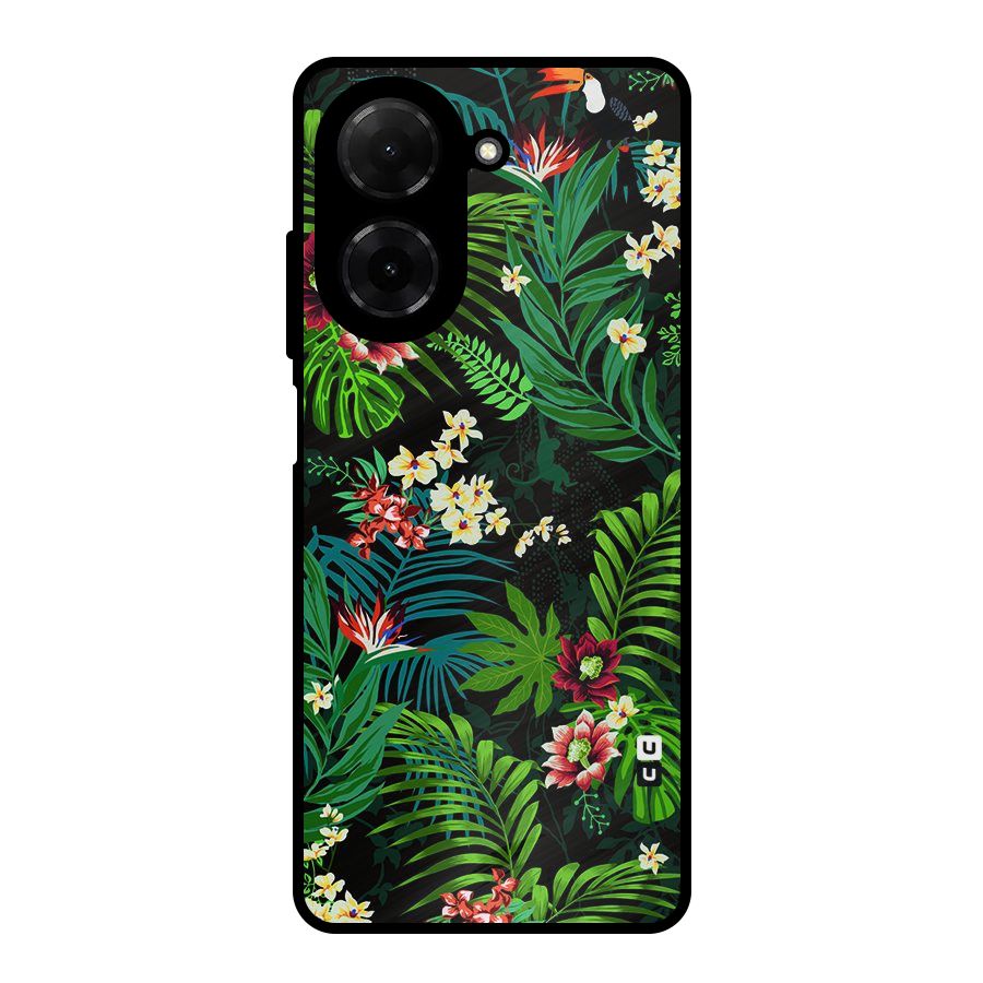 Green Leaf Design Metal Back Case for Poco C71