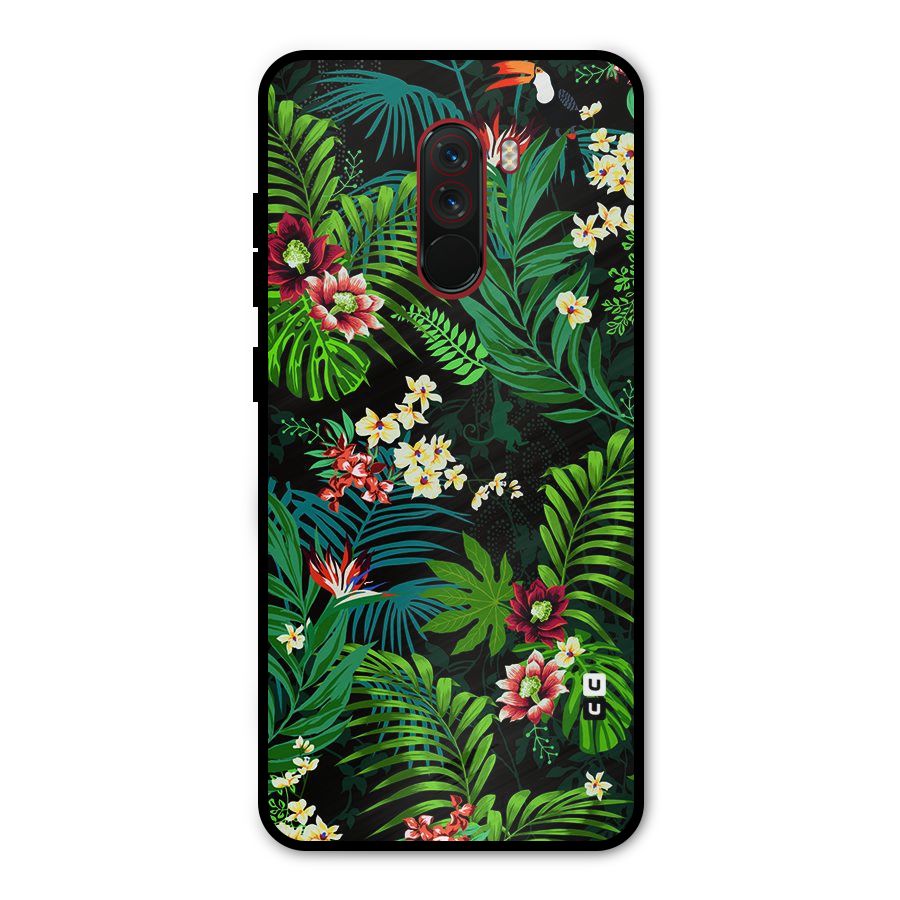 Green Leaf Design Metal Back Case for Poco F1