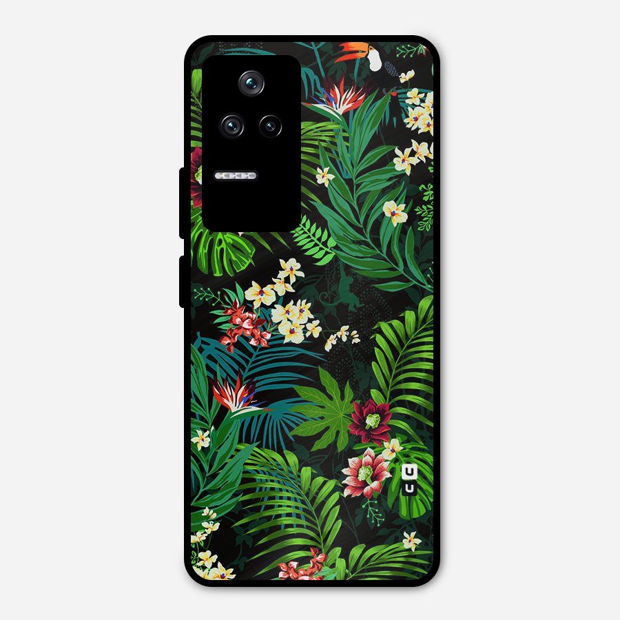 Green Leaf Design Metal Back Case for Poco F4 5G