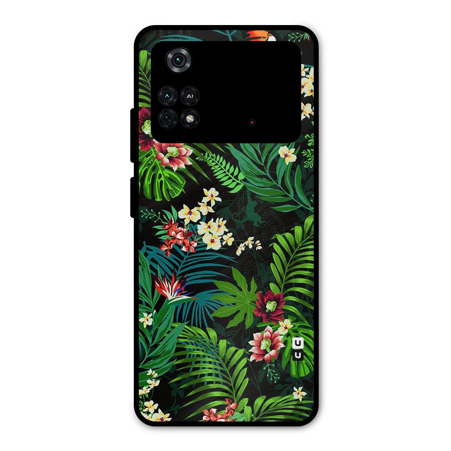 Green Leaf Design Metal Back Case for Poco M4 Pro 4G